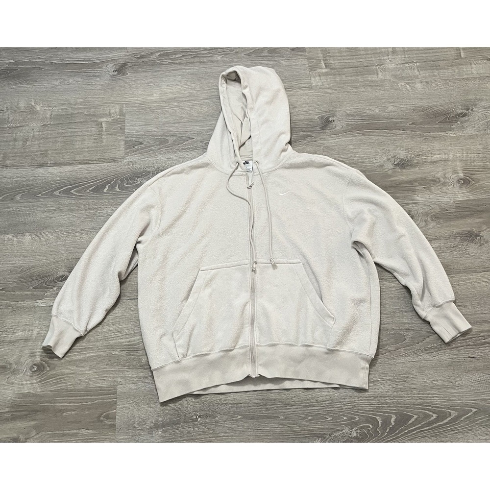 Nike Thermal Hoodie Jacket Ivory Zip Up Women's Large Cozy